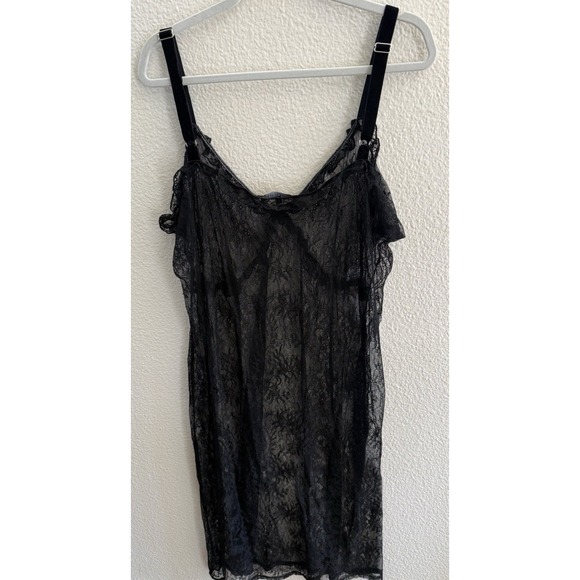 PREMME Women's Plus Size Black Lace Lingerie Mini Dress Slip Size 3X Velvet - Picture 4 of 11